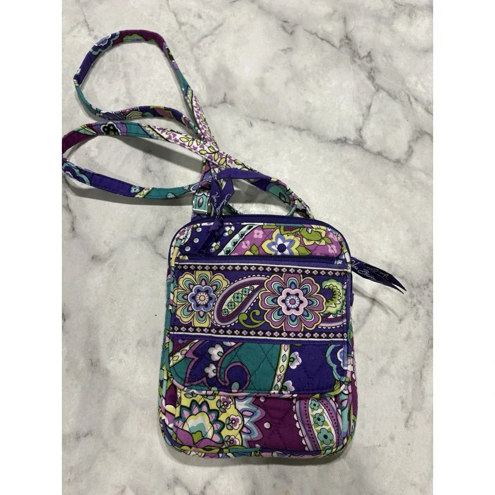 Vera Bradley Heather Mini Hipster Crossbody Bag Purple Floral Paisley Retired